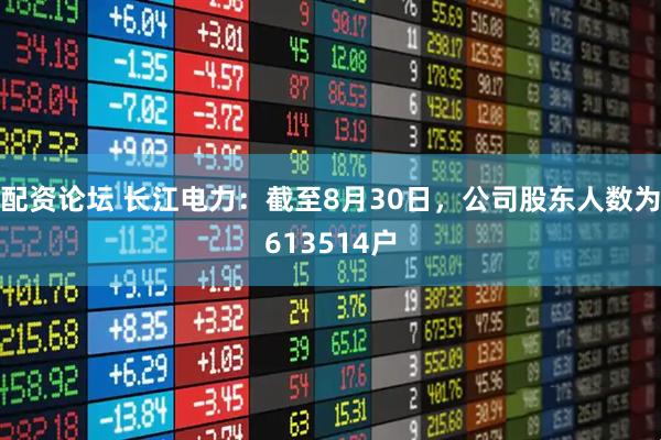 配资论坛 长江电力：截至8月30日，公司股东人数为613514户